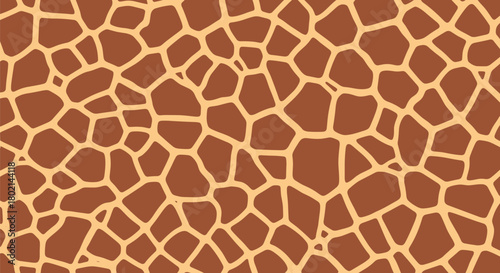 Seamless pattern of giraffe skin texture with irregular brown patches on a light tan background.