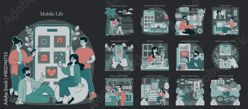 Digital Lifestyle Vector Illustration of Mobile Life