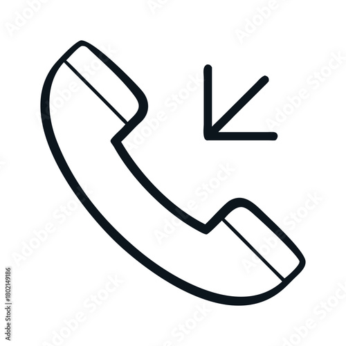 Illustration of a phone receiver with an incoming arrow, representing incoming call