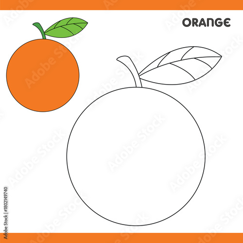 Orange Copy Colour worksheet for kids