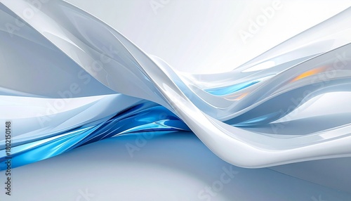 透明感際立つ未来的な流れる青と白の抽象アート3