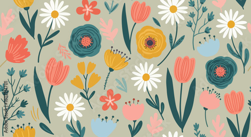 flowers textile floral art modern flowers detailed bunch new textile design