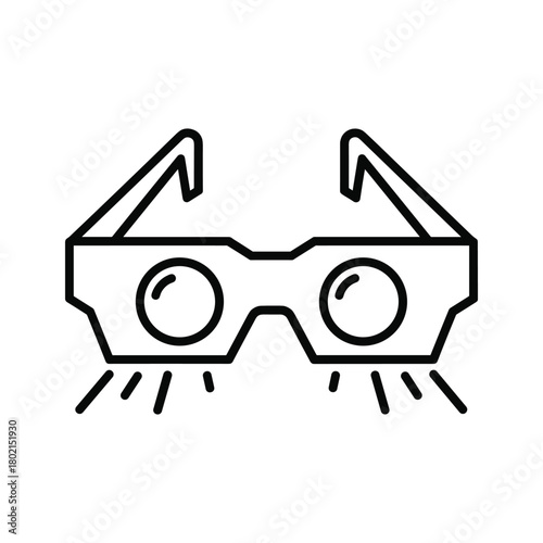 Virtual reality glasses line icon for metaverse immersion and digital experience. augmented reality headset device symbol for technology.