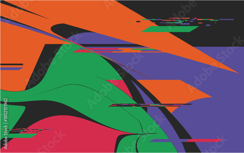Abstract glitched geometric shapes creating distorted modern artwork vibrant colors dynamic composition digital interference artistic effect for creative technology designs