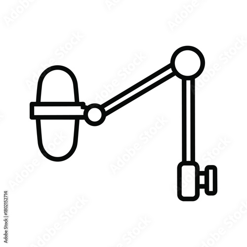 Microphone on a boom arm icon for audio recording, podcasting, broadcasting, and voice-over productions