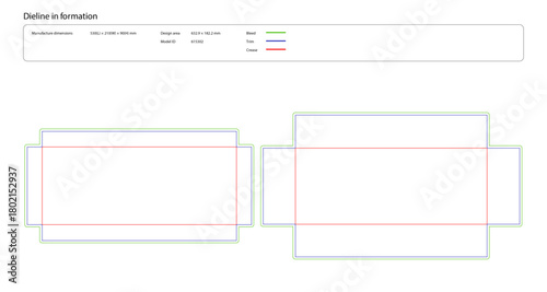 Two Rectangular Packaging Box Die Cut Templates Blueprint Side by Side vector illustration