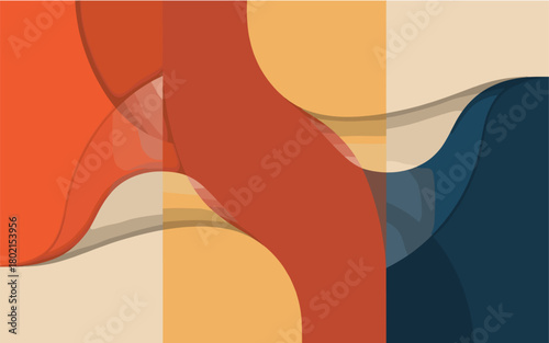 Abstract background in warm earth tone colors with flowing shapes and soft curves creating a soothing and balanced composition