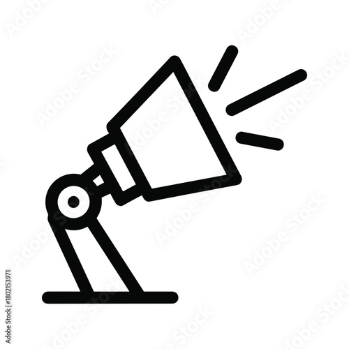 Spotlight icon broadcasting illumination and visibility, highlighting important announcements and theatrical events.