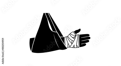 Broken wrist in a sling, medical illustration on a transparent background