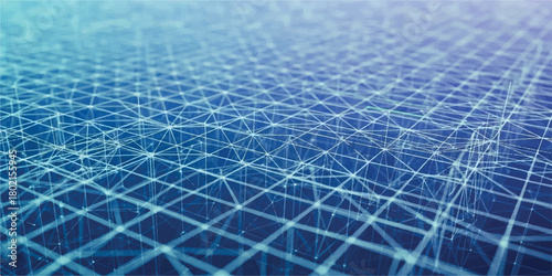 Abstract digital network grid with interconnected nodes.