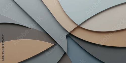 Abstract Geometric Paper Layers with Soft Shadows and Subtle Curves.