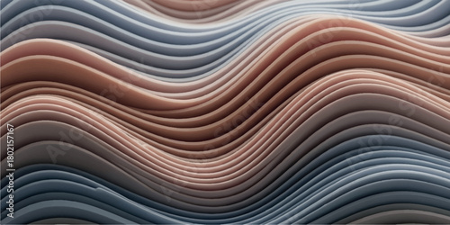 Abstract Wavy Surface with Intersecting Lines and Curves.