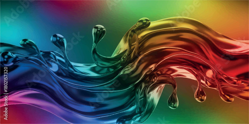 Colorful liquid splash with vibrant hues and dynamic movement.