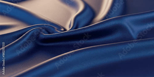 Deep Blue Silk Fabric with Golden Highlights.