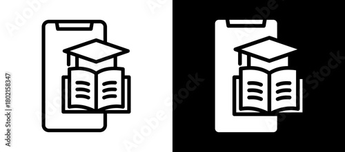 Mobile Learning whiteblack icon