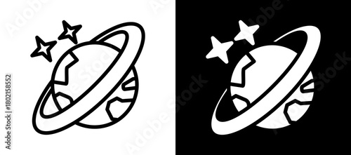 Planet whiteblack icon