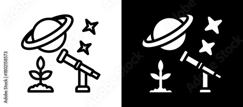 Telescope whiteblack icon