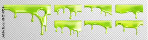 Toxic green drip background with slime halloween splash and snot liquid 3D. Paint pouring phlegm with toxic design and green drip elements for zombie drop. Element spooky aesthetic for halloween