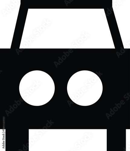 Black car icon, front view, simple design