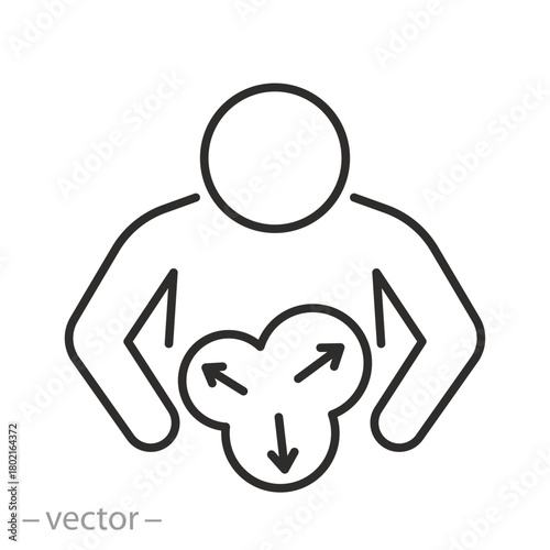 Bloating Stomach Icon Vector Line Illustration