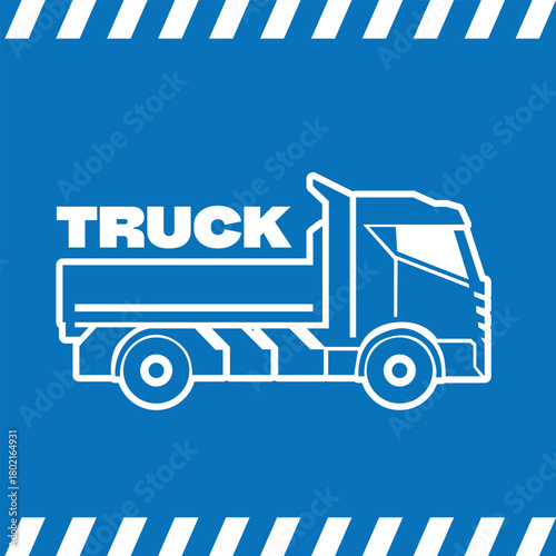 Construction Truck Badge with Bold Blue Background
