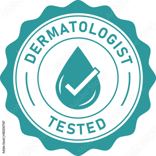 Dermatologist tested skincare products approved and recommended seal