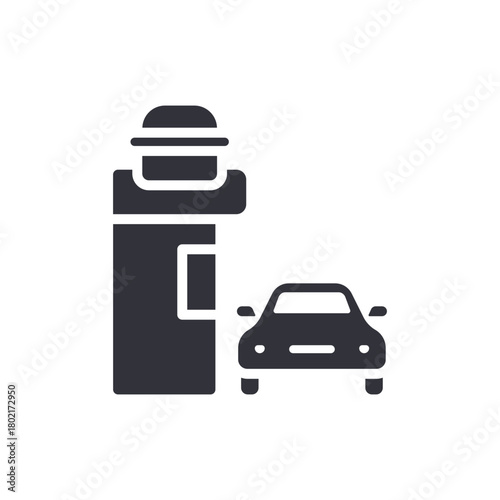 Drive Through Window With Car Minimalist Flat Icon