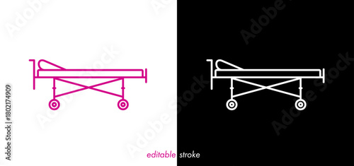 Hospital bed icon set illustration. Editable stroke medical bed vector graphic to use for healthcare, healthy lifestyle, medical care, medical business project.