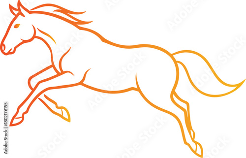 Adobe Illustrator Artwork  Trotting forward: Horse with beautiful with long mane and tail flutters in the wind, isolated vector design
