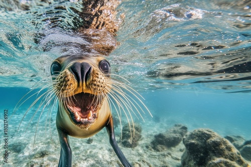 A seal is swimming in the ocean and he is happy