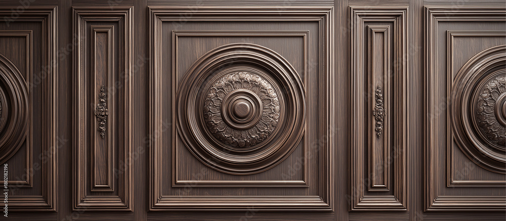 Fototapeta premium wooden engrave moulding panels old brown concept background