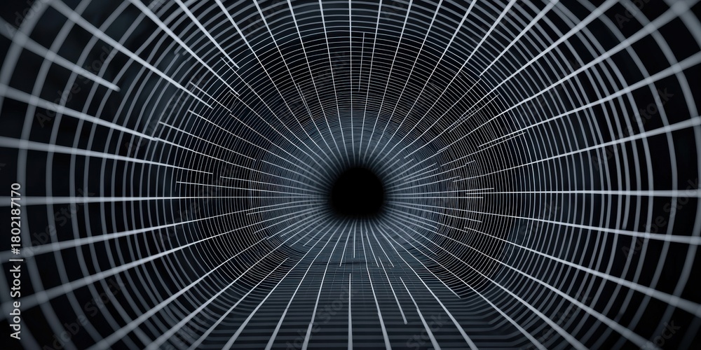 Fototapeta premium Construction infrastructure tunnel blueprint concept. Abstract perspective of a tunnel made of intersecting lines.