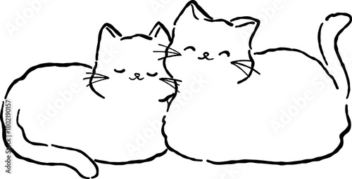 Hand Drawn Wedding Cat Couple