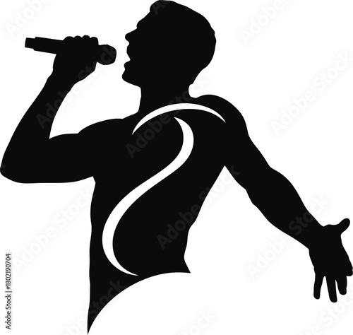 Singer Silhouette Vector | Male Vocalist Illustration | Music Performance Icon