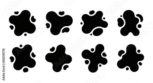 Abstract blob silhouette set featuring unique organic shapes in black