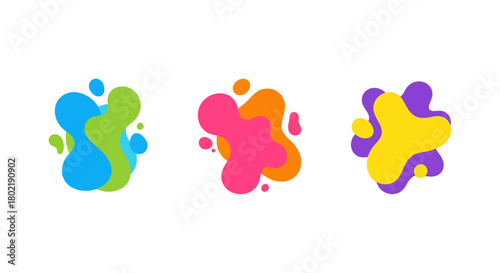 Colorful fluid shapes on white background: vibrant abstract design