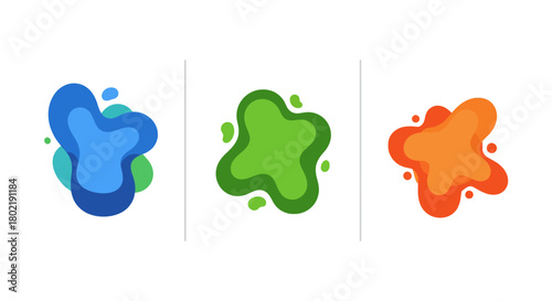 Abstract liquid shapes in vibrant colors with organic fluid forms