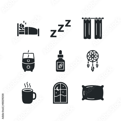 Sleep and Relaxation Icons Set