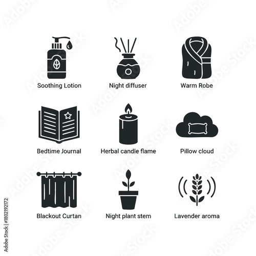 Collection of icons for sleep and relaxation
