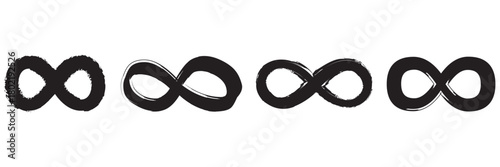 Infinity symbols. Set of infinity icons. Symbols of endless, unlimited, eternal. Vector illustration.