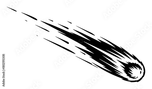 falling comet meteor fireball silhouette vector logo