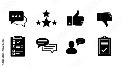 Simple communication and feedback icons for business presentation