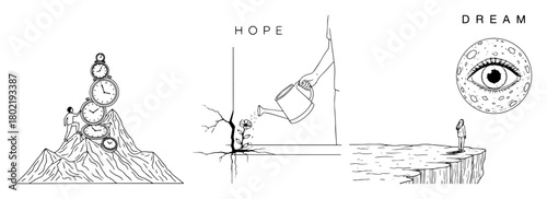 surreal concept illustrations with hope dream and time