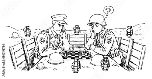 soldiers playing chess with grenades in warzone