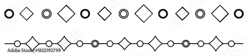 geometric shape border set circle and rhombus divider vector
