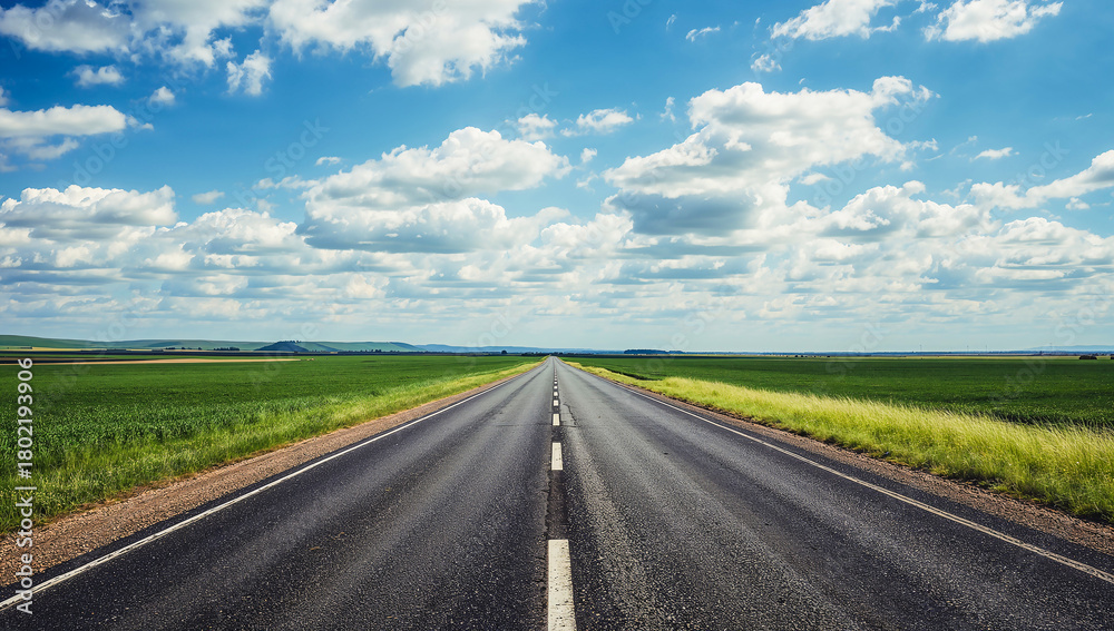 Fototapeta premium Clear Blue Highway Stretching into the Horizon