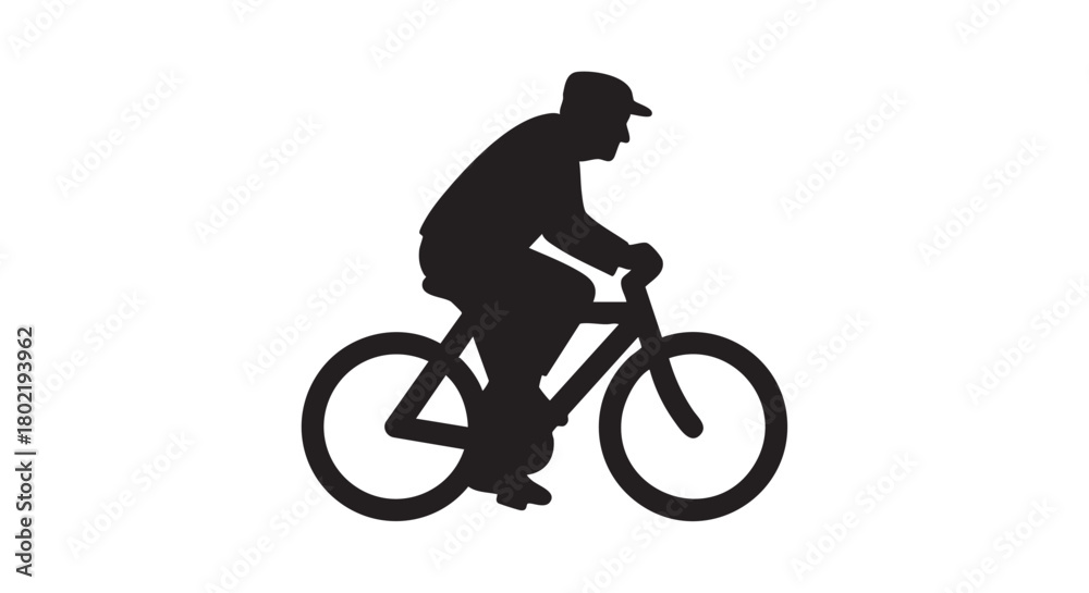 Fototapeta premium ## **38. Elderly man riding bicycle black silhouette vector** 