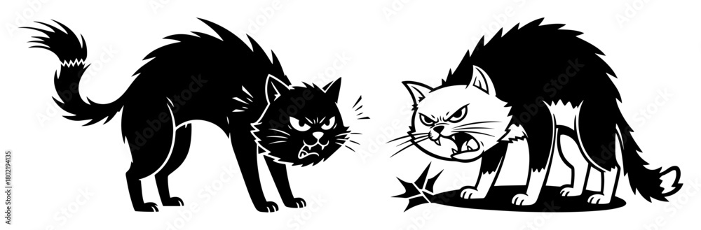 Obraz premium two angry cats fighting vector illustration