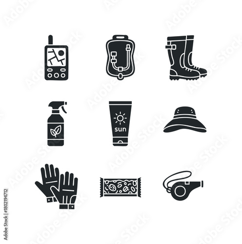 Outdoor activity essential icons collection