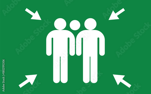 Safety Meeting Point Icon – Evacuation Assembly Area Symbol in Classic Green Vector